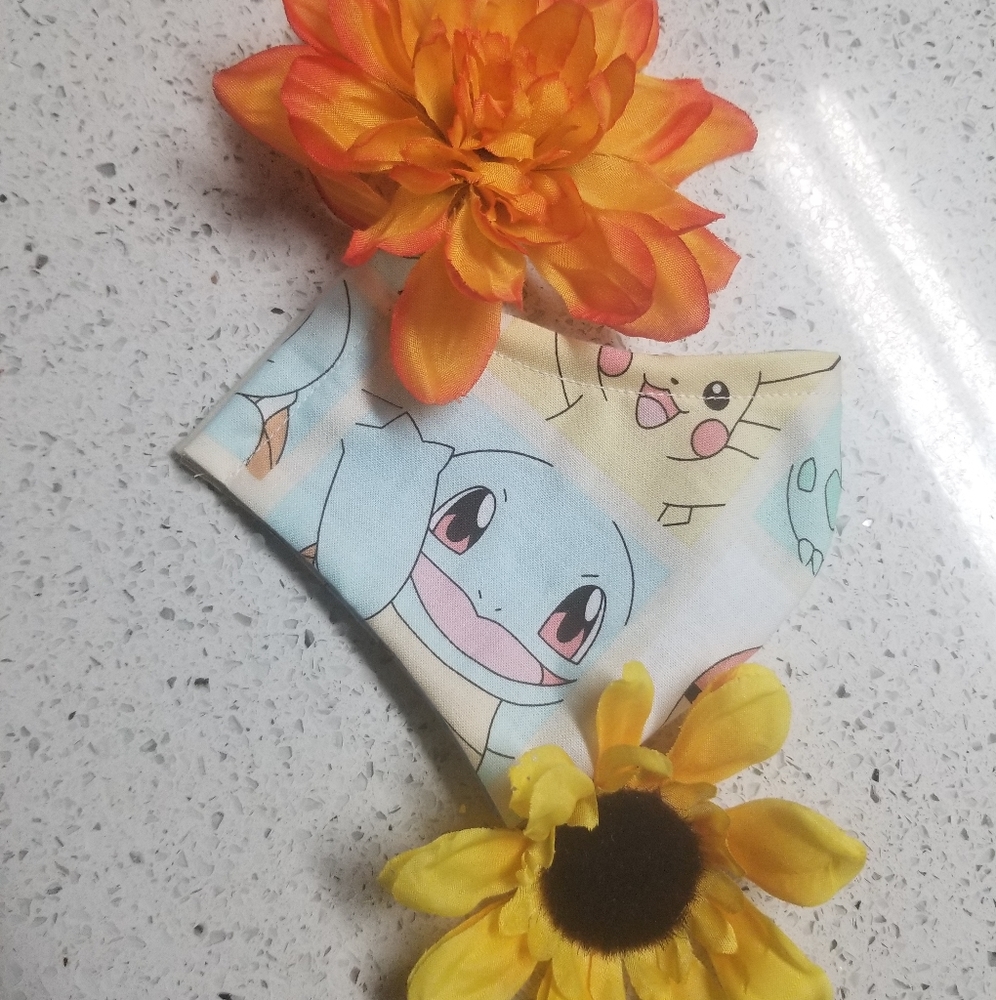 Pokemon fabric mask with nose wire and pocket